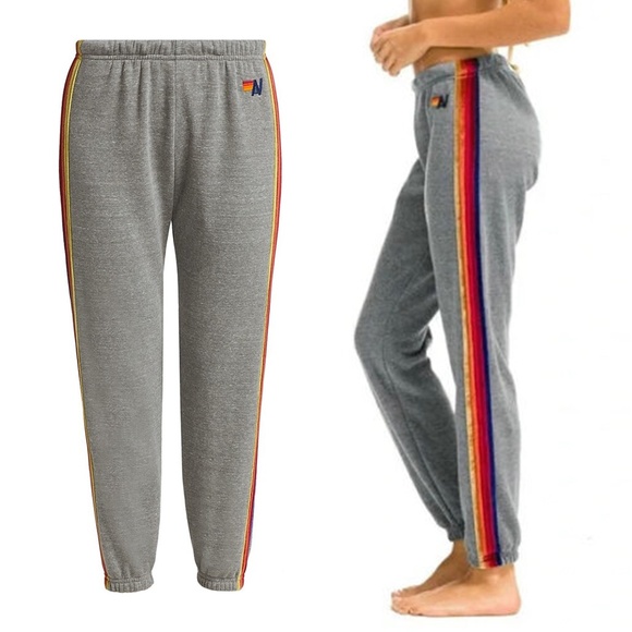 Aviator Nation Velvet Stripe Sweatpants with Stripe on Both Legs - Picture 1 of 10